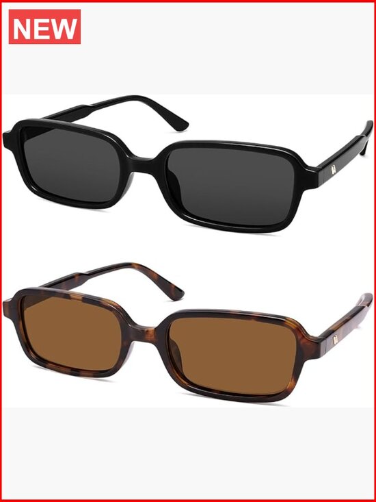 Polarized Rectangle Sunglasses for Women Men 90s Retro UV Protection main image 6